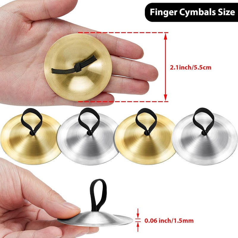 Fiada 40 Pcs Finger Cymbals Belly Dancing Musical Instrument Percussion Zills Instruments for Adults Dancer Party (Gold, Silver) - Image 2